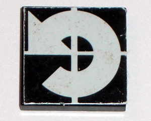 Lego Tile 2 x 2 with White Curved Counterclockwise Arrow on Black Background Pattern (Sticker) - Set 8094