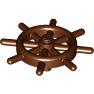 Lego Boat / Ship Wheel / Helm with Slotted Pin / Reddish Brown