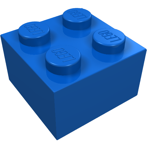 Lego Brick 2 x 2 without Inside Ridges / Blue
