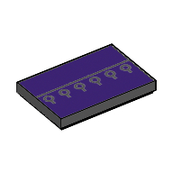 Lego Tile 2 x 3 with Dark Purple Background and Buttons in Buttonholes Print / Black