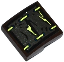 Lego Slope, Curved 2 x 2 x 2/3 with 2 Armor Plates with Yellowish Green Laces and Stains Pattern (Sticker) - Set 70737