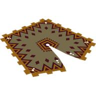Lego Tent, Bright Light Orange Edge, Dark Red Decorations Print / Tan