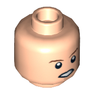 Lego Minifig Head Luke Skywalker, Dual Sided, Brown Eyebrows, White Pupils, Smiling / Open Mouth Angry Print [Hollow Stud] / Light Nougat