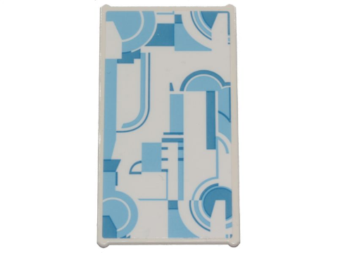 Lego Glass for Window 1 x 4 x 6 with SW Cloud City Light Blue and Blue Curved Stripes and Semicircles Wall Ornament Pattern (Sticker) - Set 75222 / White