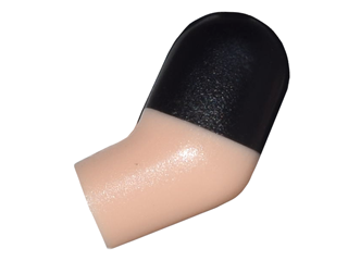 Lego Arm, Left with Molded Black Short Sleeve  Pattern / Light Nougat