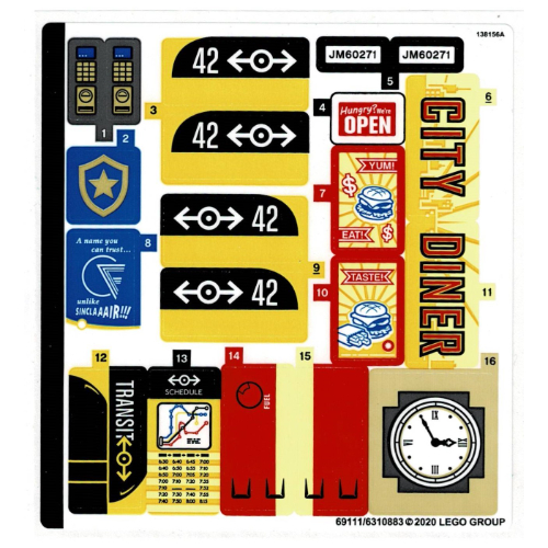Lego Sticker Sheet for Set 60271-1