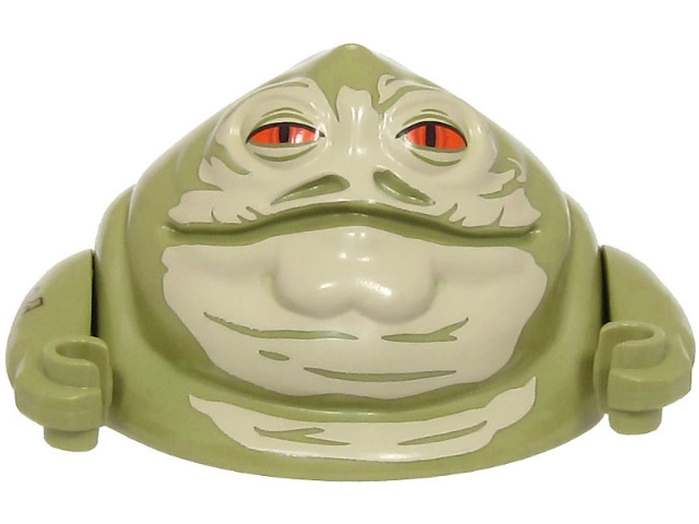 Lego Body SW Hutt Adult - Torso and Head with Arms with Tan Face, Orange Eyes and Dark Bluish Gray Wrinkles on Back Pattern