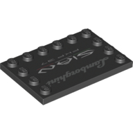 Lego Plate Special 4 x 6, Studs on 3 Edges with 'Lamborghini Sian' Print / Black