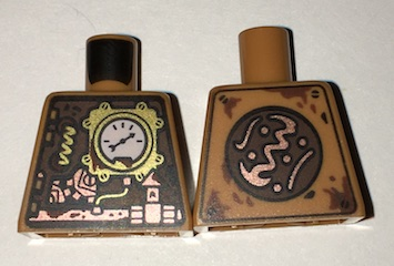 Lego Torso Gold and Copper Clockwork Robot Front and Back Pattern / Medium Nougat