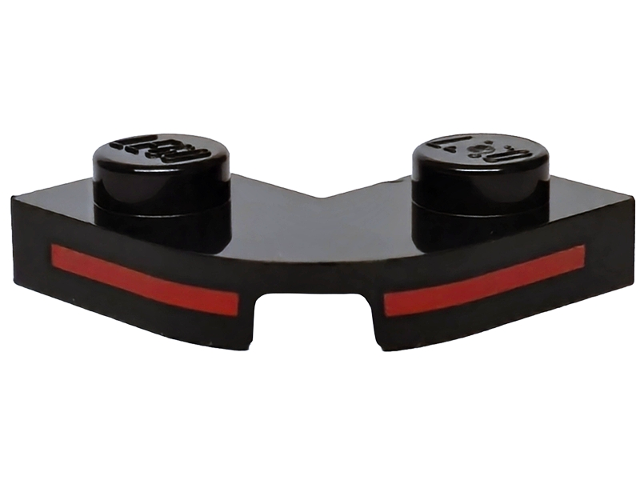 Lego Plate, Round Corner 2 x 2 with 1 x 1 Cutout with Red Stripes Pattern