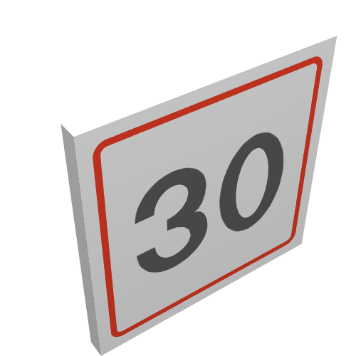 Lego Road Sign Clip-on 2 x 2 Square with Speed Limit '30' Print