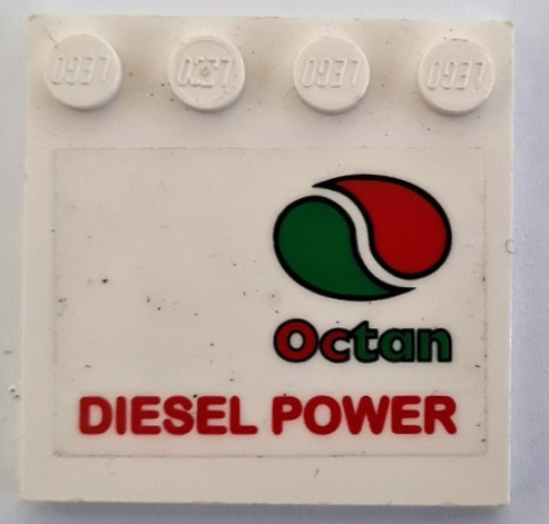 Lego Tile, Modified 4 x 4 with Studs on Edge with Octan Logo and Red 'DIESEL POWER' Pattern Model Right Side (Sticker) - Set 5563