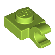 Lego Plate Special 1 x 1 with Clip Horizontal [Thick Open O Clip] / Lime