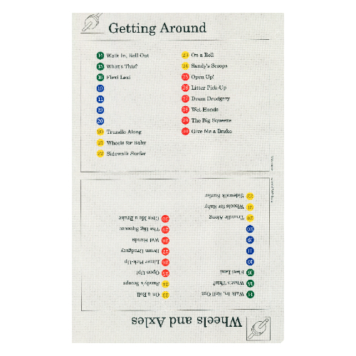 Lego Activity Card, Set 9603, Index 05 - Getting Around & Wheels and Axles