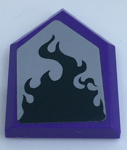 Lego Tile, Modified 2 x 3 Pentagonal with Black Flame on Light Bluish Gray Background Pattern (Sticker) - Set 41152