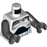 Lego Torso Armor with Dirt Stains Print (Commander Wolffe), Black Arms and Hands / White