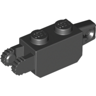 Lego Hinge Brick 1 x 2 Locking with 1 Finger Vertical End and 2 Fingers Vertical End, 9 Teeth / Black