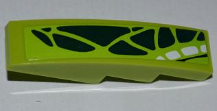 Lego Slope, Curved 4 x 1 with Dark Green and White Scales Pattern Model Left (Sticker) - Set 9445