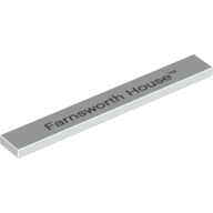 Lego Tile 1 x 8 with "Farnsworth House" Print / White