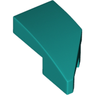 Lego Brick Wedged, Curved 2 x 1 with Stud Notch Left / Dark Turquoise