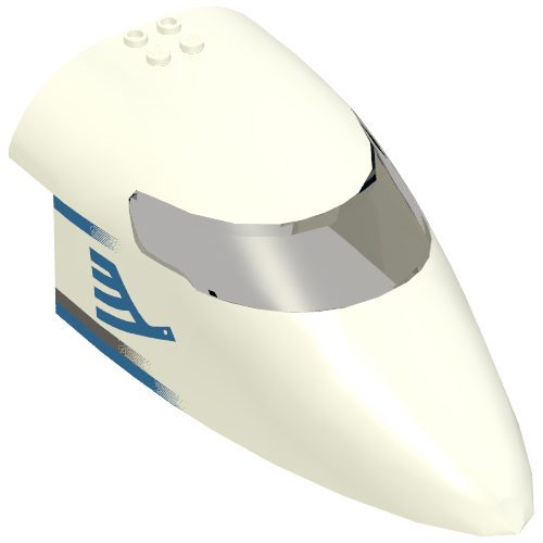 Lego Aircraft Fuselage Curved Forward 8 x 16 x 5 with Trans-Brown Glass with Blue Airline Bird and Stripes Print