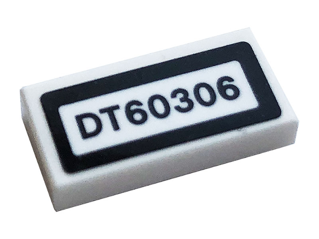 Lego Tile 1 x 2 with 'DT60306' Pattern (Sticker) - Set 60306 / White