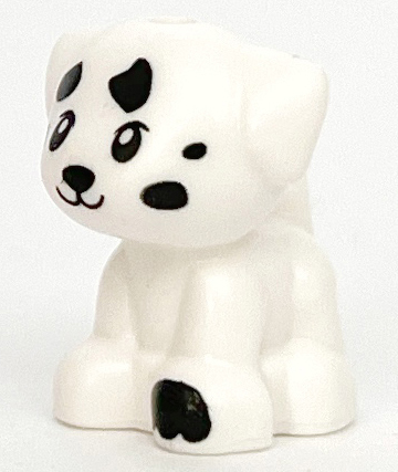 Lego Dog, Mini Doll Style, Puppy, Standing, Small with Black Eyes, Nose, Mouth, Paw and Spots Pattern (Friends Elliot / Pebble / Disney Dalmatian)