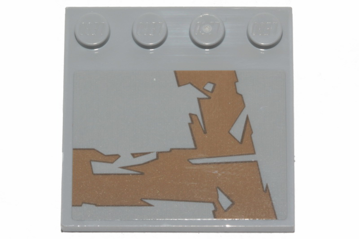 Lego Tile, Modified 4 x 4 with Studs on Edge with Dark Tan Tattered Stripes Pattern Model Right Side (Sticker) - Set 75292