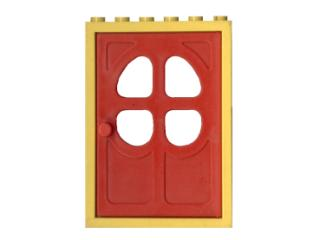 Lego Door, Frame 2 x 6 x 7 with Red Fabuland Door 1 x 6 x 7 with Round Pane in 4 Sections (4071 / 4072)