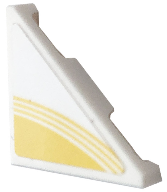 Lego Tile, Modified 2 x 2 Triangular with Yellow Curved Stripes Pattern Model Right Side (Sticker) - Set 76897