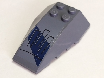 Lego Wedge 6 x 4 Triple Curved with Black Vent Lines on Dark Blue and Dark Bluish Gray Background Pattern (Sticker) - Set 8016
