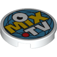 Lego Tile Round 2 x 2 with 'MIX TV' Print