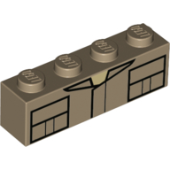 Lego Brick 1 x 4 with Vest/Shirt, Pockets Print / Dark Tan