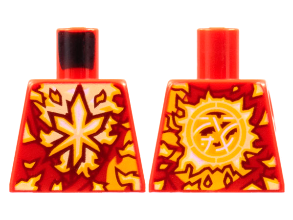 Lego Torso Tunic, White and Bright Light Orange Energy, Ninjago Logogram Letter K Pattern / Red
