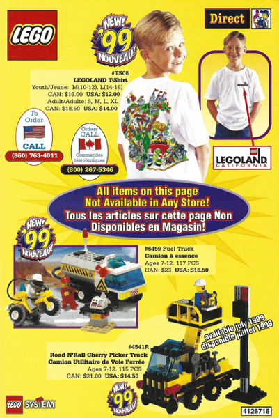 Lego 1999 Insert - LEGO Direct - US/Canadian with Set 6459 (4126716)