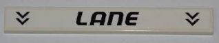 Lego Tile 1 x 8 with Black Arrows and 'LANE' Pattern (Sticker) - Set 8123 / White