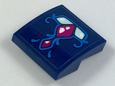 Lego Slope, Curved 2 x 2 x 2/3 with Dragon Back Foot Pattern (Sticker) - Set 41187 / Dark Blue