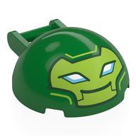 Lego Windscreen 4 x 4 x 1 2/3 Canopy Half Sphere with Handle with Lime Mask, White Eyes (Iron Hulk) Print / Green