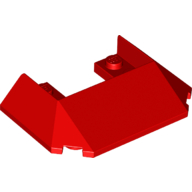 Lego Brick Wedged, Sloped 45° 6 x 4 Double / 33°, 5 Bottom Tubes [Train Roof] / Red