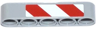 Lego Technic, Liftarm Thick 1 x 5 with Red and White Danger Stripes Pattern on End Model Left Side (Sticker) - Set 42023
