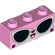 Lego Brick 1 x 3 with Unikitty, Sunglasses, Open Mouth print / Bright Pink