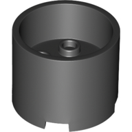 Lego Brick Round 3 x 3 x 2 Recessed Center with 2 x 2 Studs and Axle Hole / Black