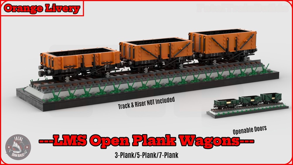 Lego (Orange) LMS Open Plank Wagons (8w)