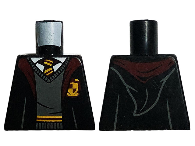 Lego Torso Hogwarts Robe Open with Gryffindor Crest, Sweater, Shirt and Tie Pattern / Black