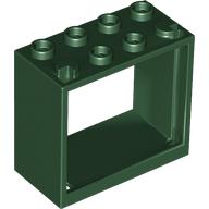 Lego Window 2 x 4 x 3 Frame with Hollow Studs / Dark Green