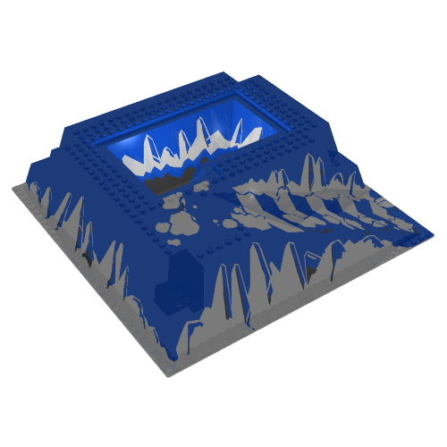 Lego Baseplate Raised 32 x 32 with Ramp and Pit, Ice Print / White