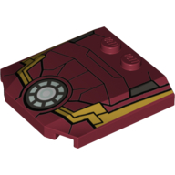 Lego Brick Wedged, Curved Triple 4 x 4 x 2/3, 2 Studs with Iron Man Armor and Round Arc Reactor Print