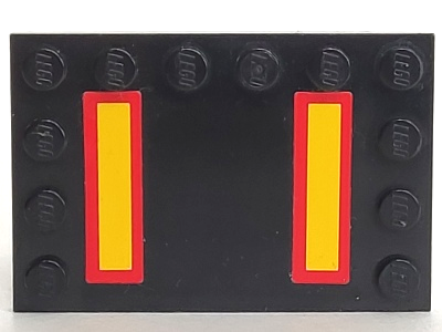 Lego Tile, Modified 4 x 6 with Studs on Edges with Yellow Rectangles with Red Borders Pattern (Stickers) - Set 7034
