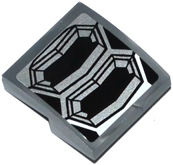Lego Slope, Curved 2 x 2 x 2/3 with 2 Octagonal Exhausts Pattern (Sticker) - Set 70223 / Flat Silver