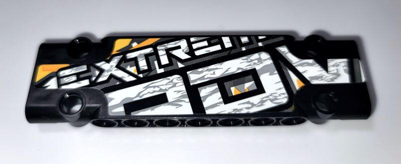 Lego Technic, Panel Plate 3 x 11 x 1 with White and Dark Bluish Gray 'EXTREM' and 'ADV' on Stone Background Pattern (Sticker) - Set 42069 / Black